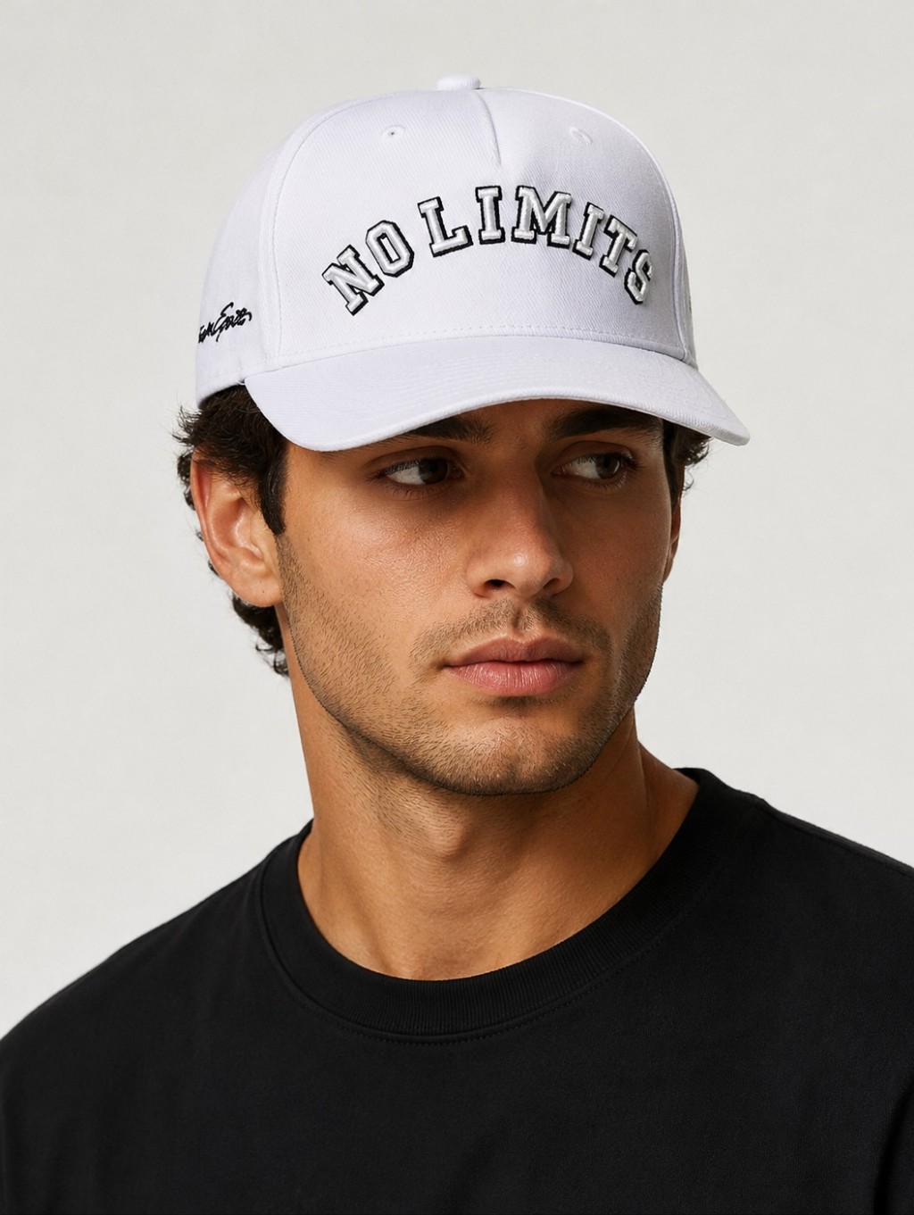 Reverse White Embroidered Logo Baseball Cap